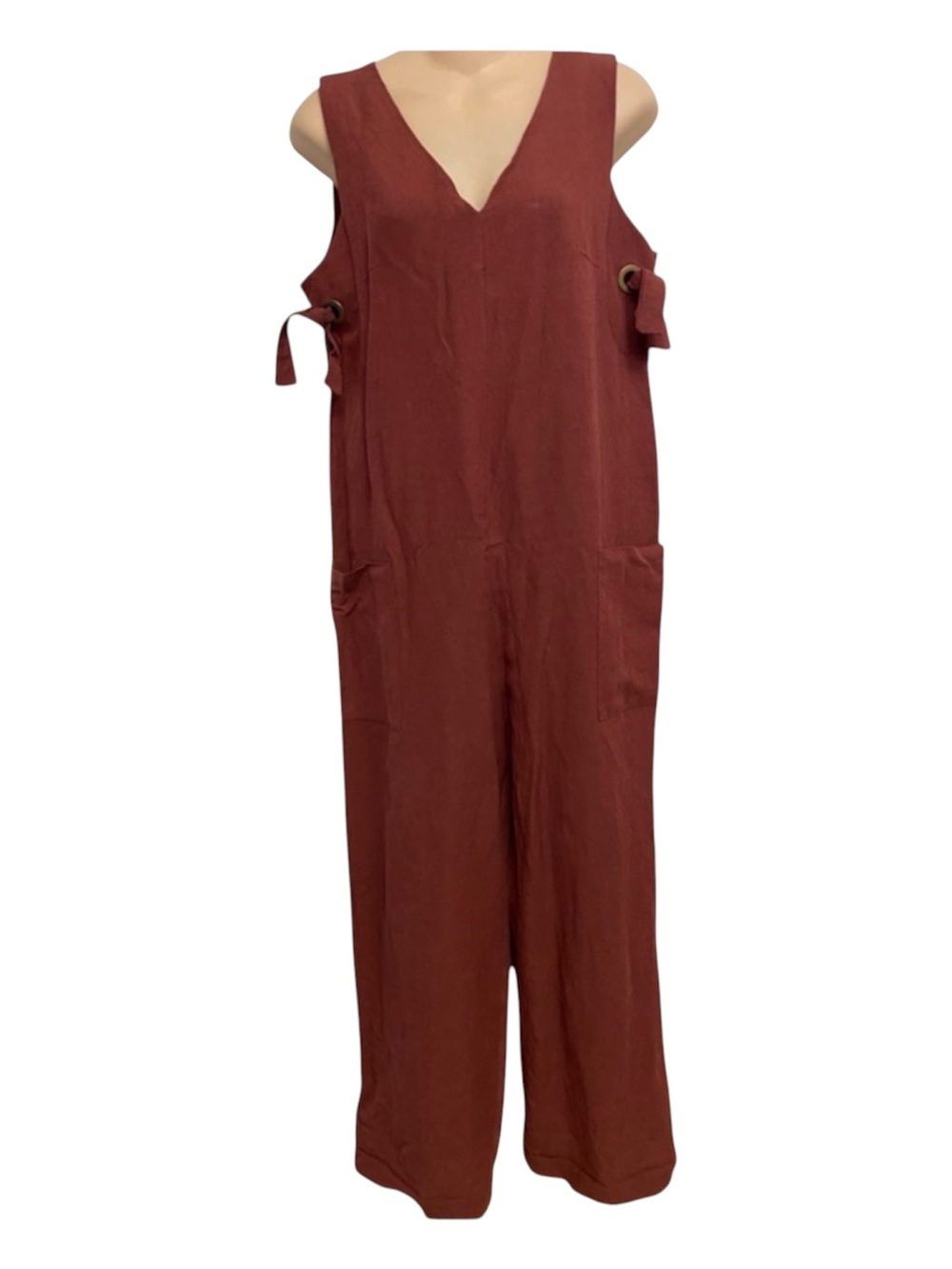 New Utility Bohme‎ womens rust linen Cotton loose jumpsuit size small